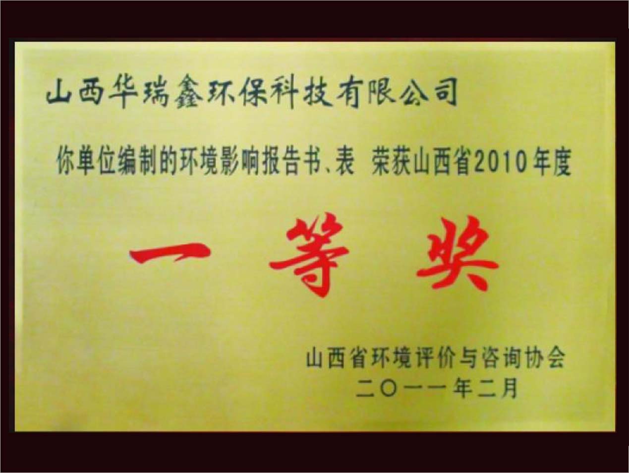 环境影响报告书、表一等奖